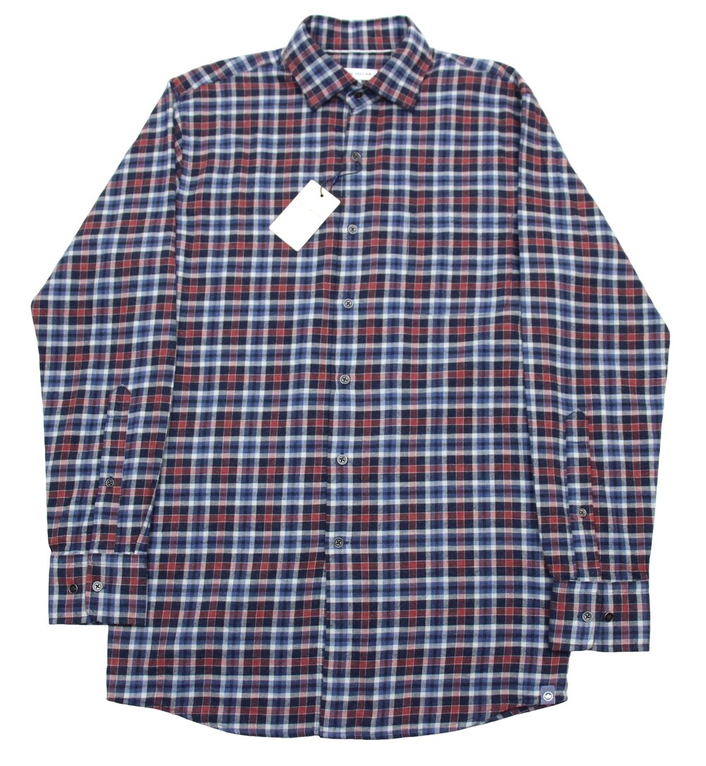 Peter Millar Shirt Mens Small Navy Red Plaid Crown Cotton Button Down MF24W64LTF